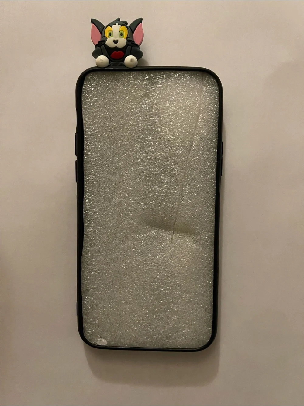 Tom and Jerry Red Comic Silicone iPhone 11 Or 11 Pro Case with Grey Cat Figurine